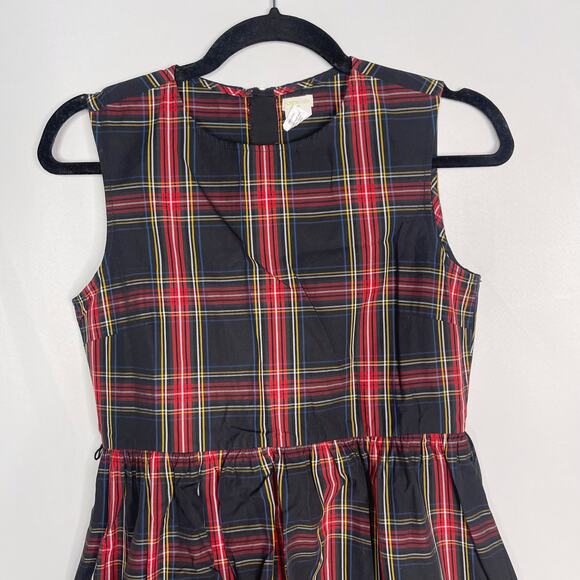 J Crew Crewcuts 14 Black Red Tartan Plaid Fit and Flare Holiday Dress Sleeveless - Picture 3 of 11